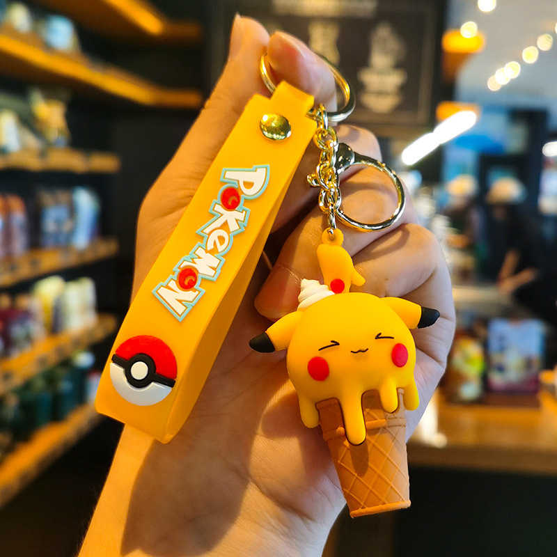 Pokemon Keychains - Pikachu Anime Figures, Kawaii Car Key Rings