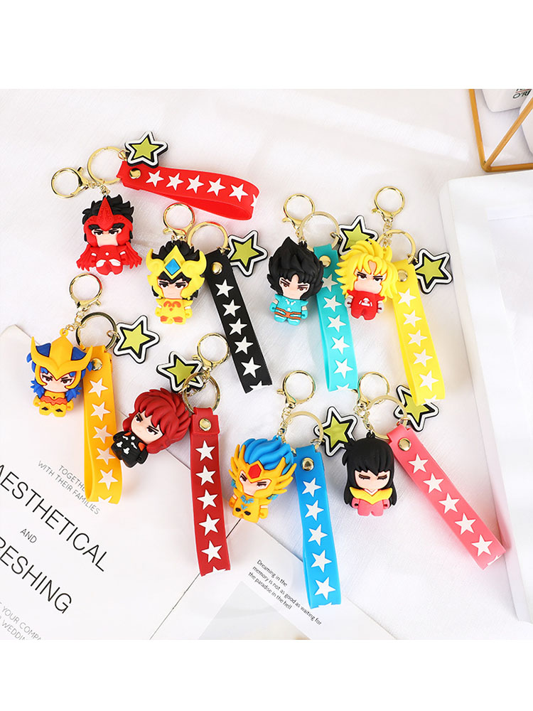 Anime Saint Seiya Keychains - Zodiac Knights Design, PVC, 4Cm