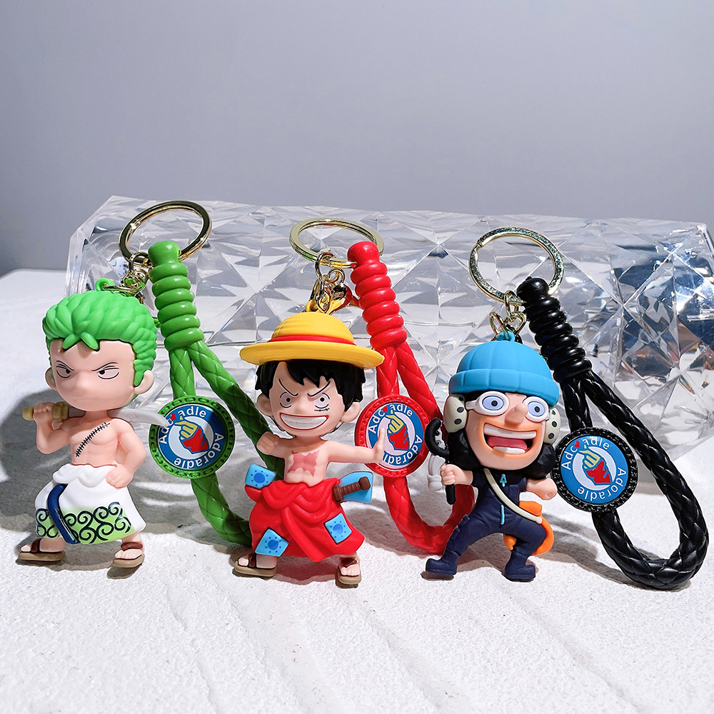 One Piece Keychains Kawaii Luffy Zoro Chopper Figure Keyrings