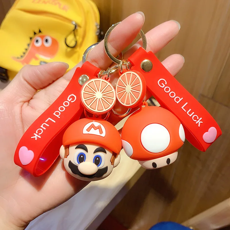 Super Mario Keychains Kawaii Mushroom Toad Anime Figures Cartoon Toys Pendants