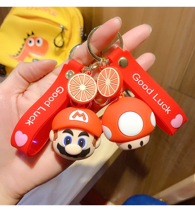 Super Mario Keychains Kawaii Mushroom Toad Anime Figures Cartoon Toys Pendants