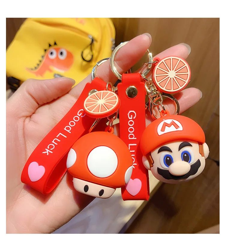 Super Mario Keychains Kawaii Mushroom Toad Anime Figures Cartoon Toys Pendants