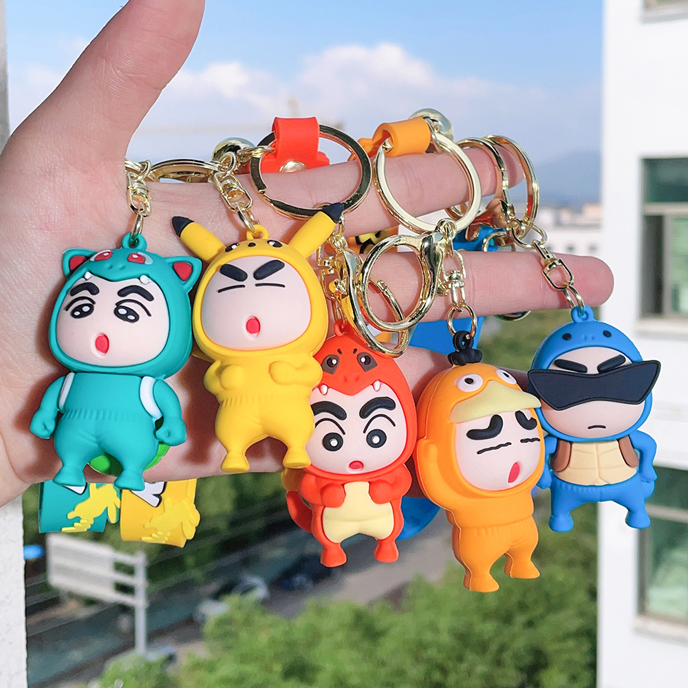 Bandai Anime Crayon Shin-chan Keychains Pikachu Funny Cosplay