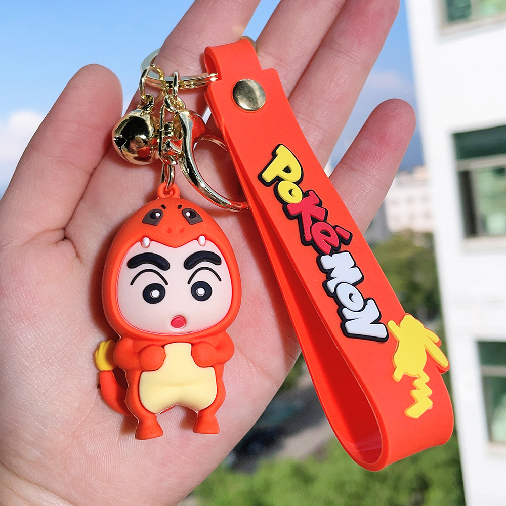 Bandai Anime Crayon Shin-chan Keychains Pikachu Funny Cosplay