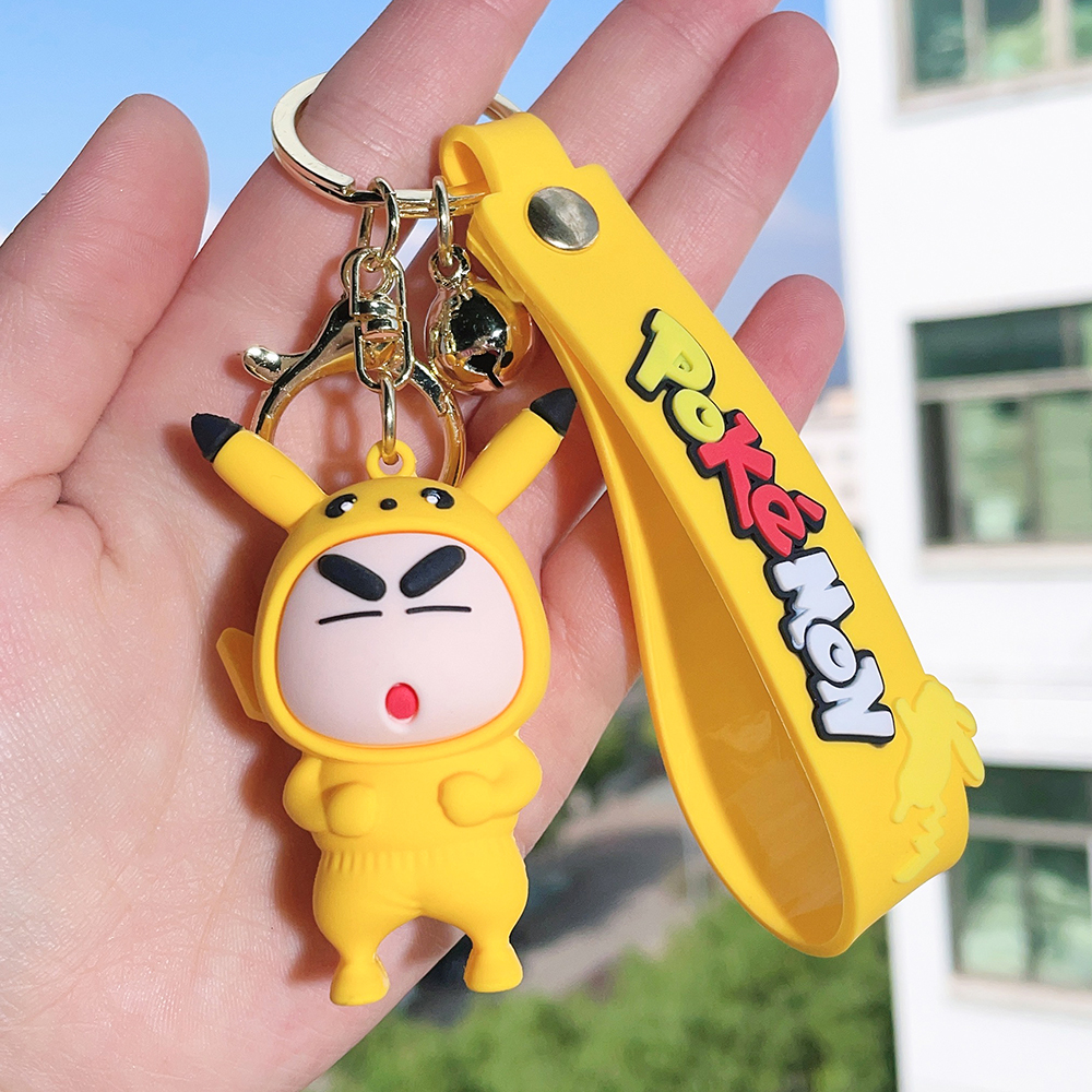 Bandai Anime Crayon Shin-chan Keychains Pikachu Funny Cosplay