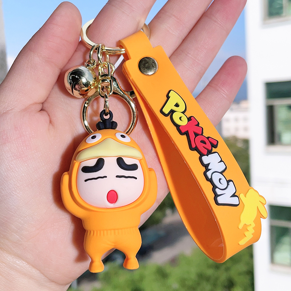 Bandai Anime Crayon Shin-chan Keychains Pikachu Funny Cosplay