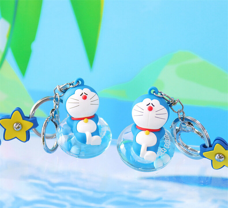 Doraemon Swimming Ring Keychains Cute Doll Floating Fun