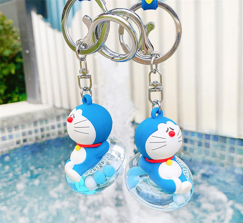 Doraemon Swimming Ring Keychains Cute Doll Floating Fun