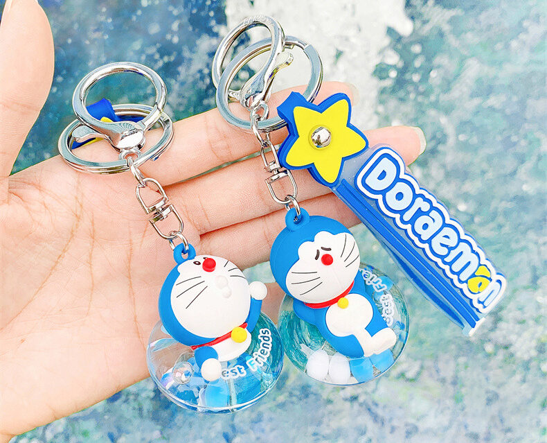 Doraemon Swimming Ring Keychains Cute Doll Floating Fun