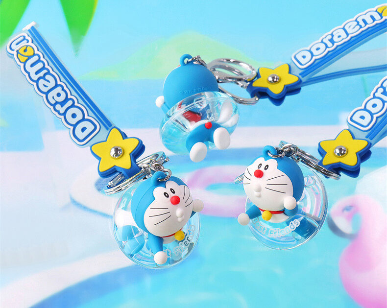 Doraemon Swimming Ring Keychains Cute Doll Floating Fun