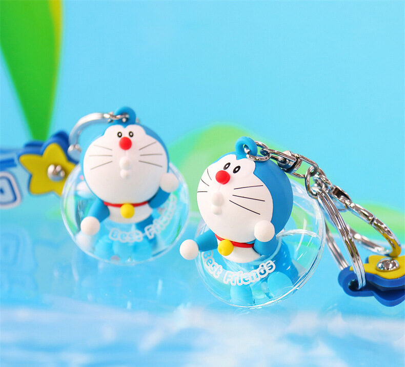 Doraemon Swimming Ring Keychains Cute Doll Floating Fun